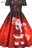 Women Christmas Dress Short Sleeve Lace Sexy Evening Party Dresses Tunic 50s Hepburn Elegant