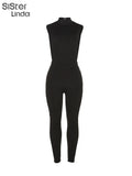 Fitness Jumpsuit Women Sleeveless Backless Hollow High Elastic Activity One Piece Workout Overalls Female