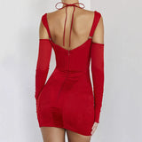 Sexy Backless Mesh Sheer Corset Dress-Outfit