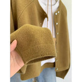 Glutinous Solid Color Simple Short Design Knitted Cardigan Women 2025 Autumn And Winter Small Man Top Sweater