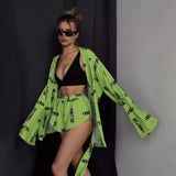New Loose Long-Sleeved Women's Printed Casual Commute With Pajamas High-Waist Shorts