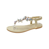 | Korean Version Of Flat Bottom Water Drill Sandals Women Summer New Fairy Wind Clip Toe Large Beach Cool Slippers