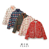 Women's Clothing 2025 Autumn New Street Multi-Color Printing Collar Cotton