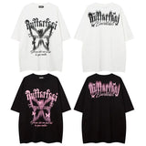 Vintage Butterfly Print Oversized T-shirt-Outfit