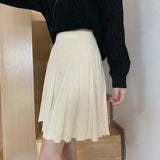 Knitted Pleated Long Mini Skirt- Outfit