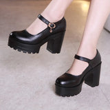 Round Head 8Cm High Heels Clasp Shallow Commuter Professional Work Shoes Cheongsam Models Catwalk