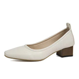 Spring And Summer New Small Heels Simple Lady Temperament Soft Leather Do Not Sharpen The Tip Of The Single Shoe Low Heel High