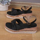 Summer New Loose Cake Heel Sandals Women's Bow Bow Rope Soles Of The Leisure Women's