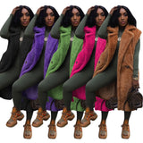 Zingj New Women's Casual Pure Color Plush Sleeveless Long Cardigan