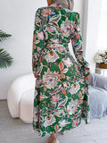 Flower Shirt Long Dress Women Lapel Button up Full Sleeve Dresses Female Fashion Casual Lace Up Maxi Dress Spring