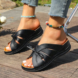 Bow Flat Bottom Slope And Slippers 2025 New Solid Color Rocking Line Hollow Fish Mouth
