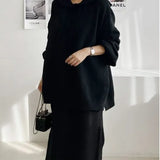 Chic Autumn And Winter Loose Large-Size Knitted Sweater + Half-Body Dress Two