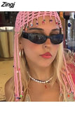 Chic Women Fashion Knitted Hats Y2K Aesthetics Retro Crochet Hollow Out Tassels Hats Caps Boho Holiday Beach