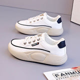 Round Head Single Shoes Women Wear 2025 Autumn New Lace-Collage Casual Shoes With Thick-Soled Rocking
