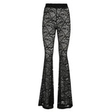Wind Sexy Lace Perspective High-Rise Trumpet Trousers Niche Design Hottie Tight Waist
