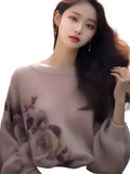 And Winter New Round Collar Collar Collar Jersey Tweed Blouse Design Sweater Temperament Lazy Blouse