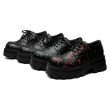 2025 New Men's Leather British Platform Casual Derby Shoes Full Wear Crack Low Top