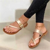 Cool Slippers Women's 2025 Spring Round Head Casual Clip Metal Belt Buckle Flat Bottom