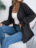Shooting 2025 Autumn And Winter Casual Pure Color Hollow Long Sleeve Open-Shirt Sweater Coat Women's