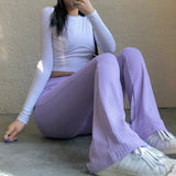 High-waist Micro-cut Stretch Casual Trousers-Outfit