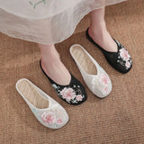 Zingj Shoes Net Net Linen Insoles Embroidered Slippers, Flat Slippers 2023 Women's Shoe