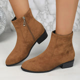 Velvet Velvet Short-Box Martin Boots New Coarse And British Wind Side Zipper Thin Bare