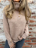 Li-Necked Knitwear In Autumn/Winter 2025 Solid Color Buttons Casual Loose Sweater For