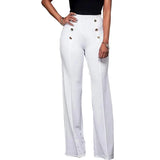 Button Solid Color Trousers Bootcut