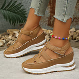 New Thick-Soled Sandals Hollow Breathable Sports Sandals Large-Size Women's Solid Color Head Magic Stickers