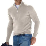 New Winter Long Sleeve V-Neck De-Yvet Zipper Men's Casual Polo