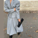 Women's Clothing INS Burst Waist Small Suit A Word Long Half Skirt Two