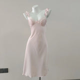 Sexy Pyjamas Women's Simulation Silk Summer Slings Long Dress Pure Wind Ice Silk Pajamas With