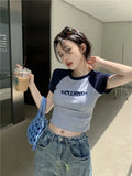 Zingj Desire Wind Short Style Student Jacket Hot Girl Slim 2024 Summer New Short-Sleeved T-Shirt Female Design Sense