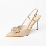 2025 New Temperament Sharp French Back Air Fine Heel Buckle High Heel Sandals Women's