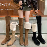 Of The Velvet Face Lamb Hair Flat Bottom Knight Boots 2025 Autumn And Winter New Thicken Snow Over The Knee Boots
