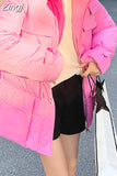 Korean Fashion Green Warm Parkas Coat Thicken Oversized Jackets Casual Parkas With Pocket Women Winter Coat