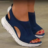 Spring And Summer New Hollow Leisure Large-Size Thick-Soled Women's Sandals Breathable Knitted Fish Mouth Flat