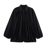 Explosion Women's Loose-Fitting Fashion Long-Sleeved Collar Bomber Jacket