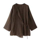 Women's INS Burst Linen And Cross-Coat Fashion Trousers