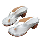 And Cool Slippers Women 2025 Summer New Large-Size Clip Feet Thick High Heel Fashion Cold