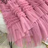 Tulle Long Skirt Women Vintage Gothic High Waist Midi Skirt Korean Style Soft Mesh Fluffy Tutu Skirt Female Jupe
