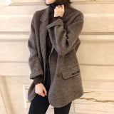 Autumn And Winter New Korean Version Of The Lattice Coat Female Short Small Ins Student Suit