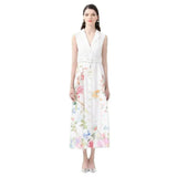 Women's Dress 2025 Holiday Style Suit Collar Sleeveless Lace Floral Print Long