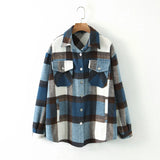 Autumn Women's Wear Urban Leisure Woolen Plaid Shirt