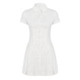 Cloth Forget French Light Style V-Neck Knitted Dress T-Shirt Babes Single Buckle Thin Temperament Slim