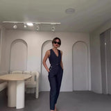Zingj Summer New Solid Color Clap Buckle Design Vest Casual Pants Two Sets Of Women-Outfit