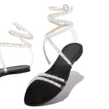 Summer Water Drilled Flat-Soled Sandals Women's Winding Women's Shoes Strappy