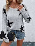 And Winter Loose Round Collar Star Pattern Knitted Long-Sleeved