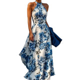 New Female Temperament Elegant Sexy Print Long Dress Dress Dress