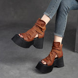 Thick-Bottomed Cool Boots Women In The Spring And Summer Of 2025 New Fish Mouth Loose Cake High Help Roman Women Cold